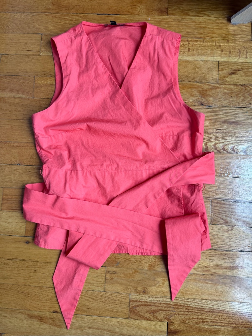 Banana Republic Coral Wrap-Style Sleeveless Blouse